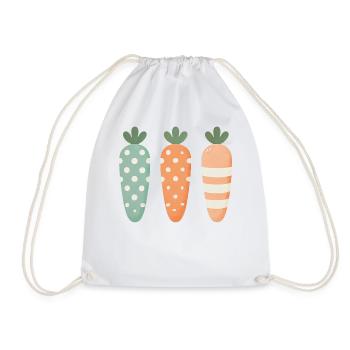 Mignons Carottes de Pâques à pois à rayures pastel - Sac de sport léger - blanc - Devant