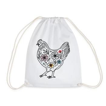 Poulet de Pâques avec des fleurs pour les amateurs de poulet - Sac de sport léger - blanc - Devant