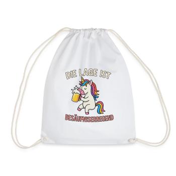 Einhorn mit Bier - Turnbeutel - Weiß - Vorne