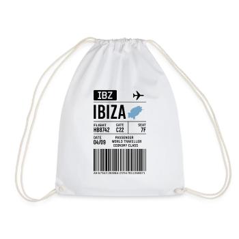 Ibiza Boarding Pass – Flugticket Style - Turnbeutel - Weiß - Vorne