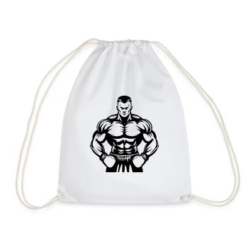 Boxer Drawing - Drawstring Bag - white - Front