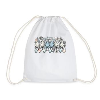 Poules de Pâques poussins Lapins de Pâques rétro - Sac de sport léger - blanc - Devant