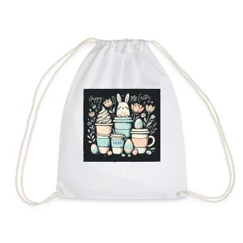 Ostern Kaffeetassen Kaffeeliebhaber Kaffee Design - Turnbeutel - Weiß - Vorne