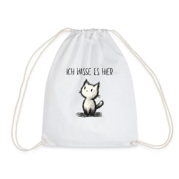 Ich hasse es hier Süße weiße Katze Sarkasmus - Turnbeutel - Weiß - Vorne