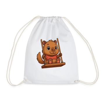 Cute Capybara Capybara Cartoon Swing - Drawstring Bag - white - Front