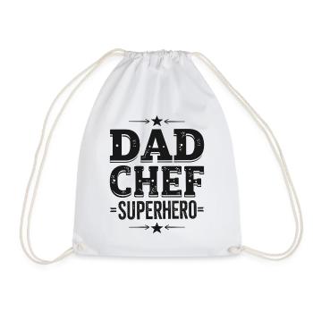 Dad Chef Superhero – Papa Koch Superheld - Drawstring Bag - white - Front