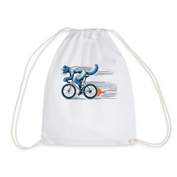 Cat on road bike design for bike lovers - Drawstring Bag - white - Front