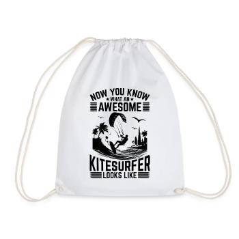 Now You Know What An Awesome Kitesurfer Looks Like - Turnbeutel - Weiß - Vorne