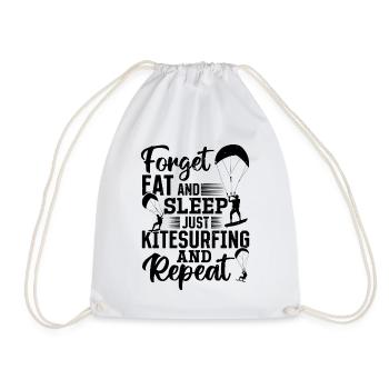 Kiteboarding - Forget eat and sleep just - Drawstring Bag - white - Front