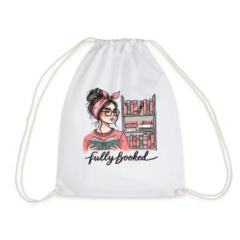 Retro Book Girl Design for Frequent Readers - Drawstring Bag - white - Front