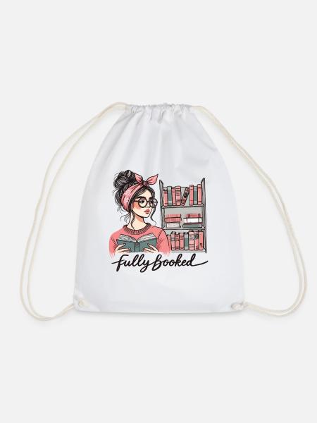 Retro Buch Girl Design für Vielleser - Turnbeutel - Weiß