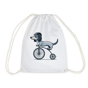 Teckel amusant à vélo pour les amoureux des chiens - Sac de sport léger - blanc - Devant