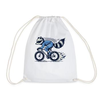Witziger Waschbär auf Rennrad für Hobbyradler - Turnbeutel - Weiß - Vorne