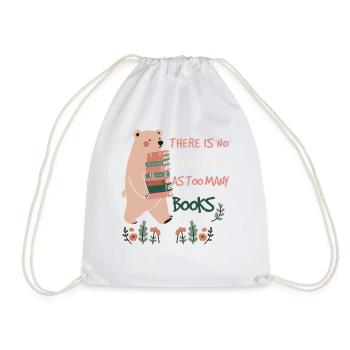 Book Lover Funny Book Quote with Bear - Drawstring Bag - white - Front