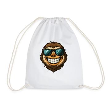 Fat Sloth with Sunglasses Summer Happy - Drawstring Bag - white - Front