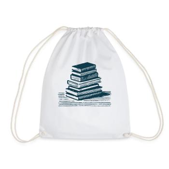 Retro Bücherwurm Leseratte Buchliebhaber - Turnbeutel - Weiß - Vorne