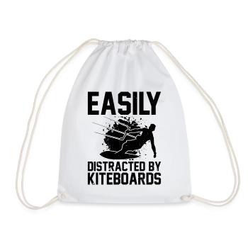Kitesurfing - Easily distracted by Kiteboards - Drawstring Bag - white - Front