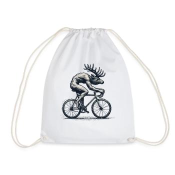Funny Bicycle Moose Retro Cycling Fans - Drawstring Bag - white - Front