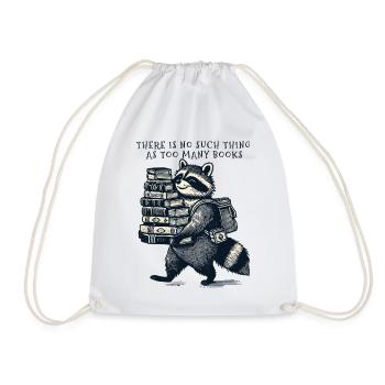 Retro Raccoon Design Cute Book Lover - Drawstring Bag - white - Front