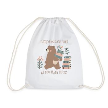Funny Book Lover Bear Cottagecore Style - Drawstring Bag - white - Front