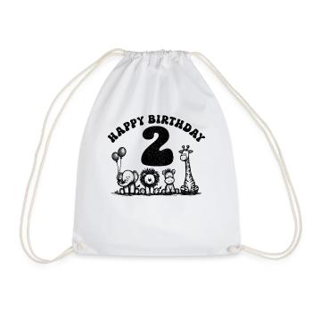 Anniversaire de 2 ans Motif animal Fête d’anniversaire des enfants - Sac de sport léger - blanc - Devant
