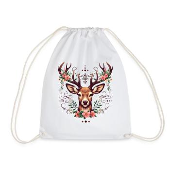 Dirndl Shirt Damen Trachtenshirt Hirsch Tracht - Turnbeutel - Weiß - Vorne