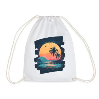 Plage Palmiers Coucher de soleil Été - Sac de sport léger - blanc - Devant