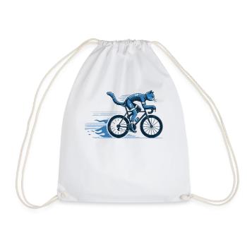 Witzige Rennrad Katze für Hobbyradler mit Stil - Turnbeutel - Weiß - Vorne