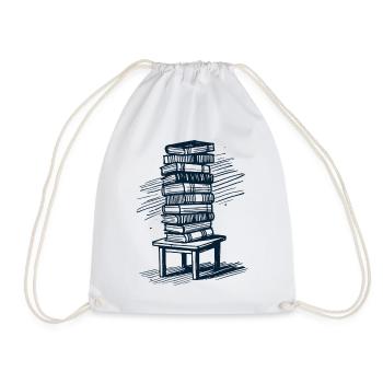 Bücherwurm Leseratte Buchliebhaber Design im Retro - Turnbeutel - Weiß - Vorne