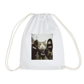 Gangster Cats Street Style Funny Selfie Motif - Drawstring Bag - white - Front