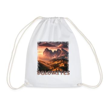 Beautiful Dolomites Hike Tyrol Sunset - Drawstring Bag - white - Front