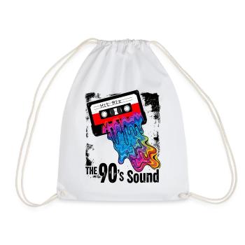 The 90s Sound - Retro Cassette Colorful - Drawstring Bag - white - Front