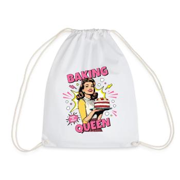 Baking Cake Baking Queen Baking Fairy Baker Pop Art - Drawstring Bag - white - Front