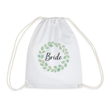 Braut – Florales Kranz-Design für Hochzeiten - Turnbeutel - Weiß - Vorne
