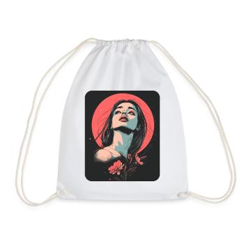 Woman Head Flowers International Women's Day Creative Abstract - Drawstring Bag - white - Front