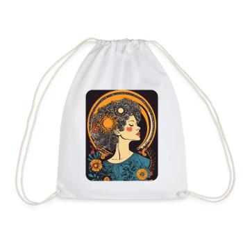Woman Head Flowers International Women's Day Creative Abstract - Drawstring Bag - white - Front