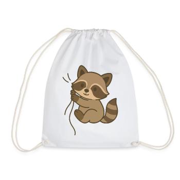 Snuggled up raccoon - Drawstring Bag - white - Front