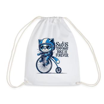 Katzen Fahrrad Design mit Spruch für Radfahrende - Turnbeutel - Weiß - Vorne