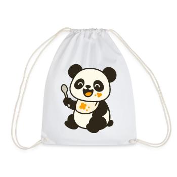 Futtern mit dem Panda-Jungtier – Kunterbunt süß - Turnbeutel - Weiß - Vorne