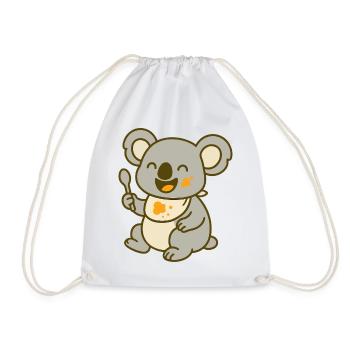 Cute baby koala eating - Drawstring Bag - white - Front