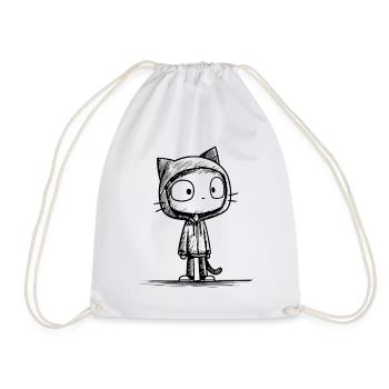 Croquis de dessin animé de chat kawaii - Motif mignon - Sac de sport léger - blanc - Devant