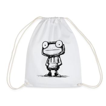 Kawaii Frosch Cartoon Skizze – niedlich & lustig - Turnbeutel - Weiß - Vorne