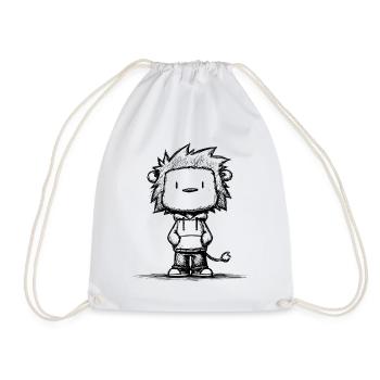 Kawaii Lion Cartoon Sketch – Cute Motif - Drawstring Bag - white - Front