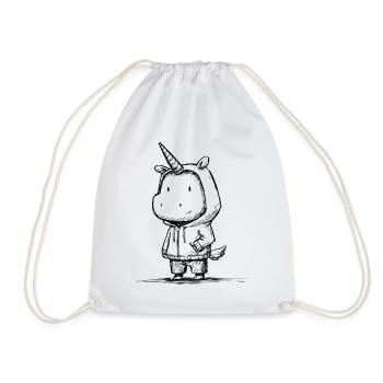 Kawaii Einhorn Cartoon Skizze – süß & magisch - Turnbeutel - Weiß - Vorne