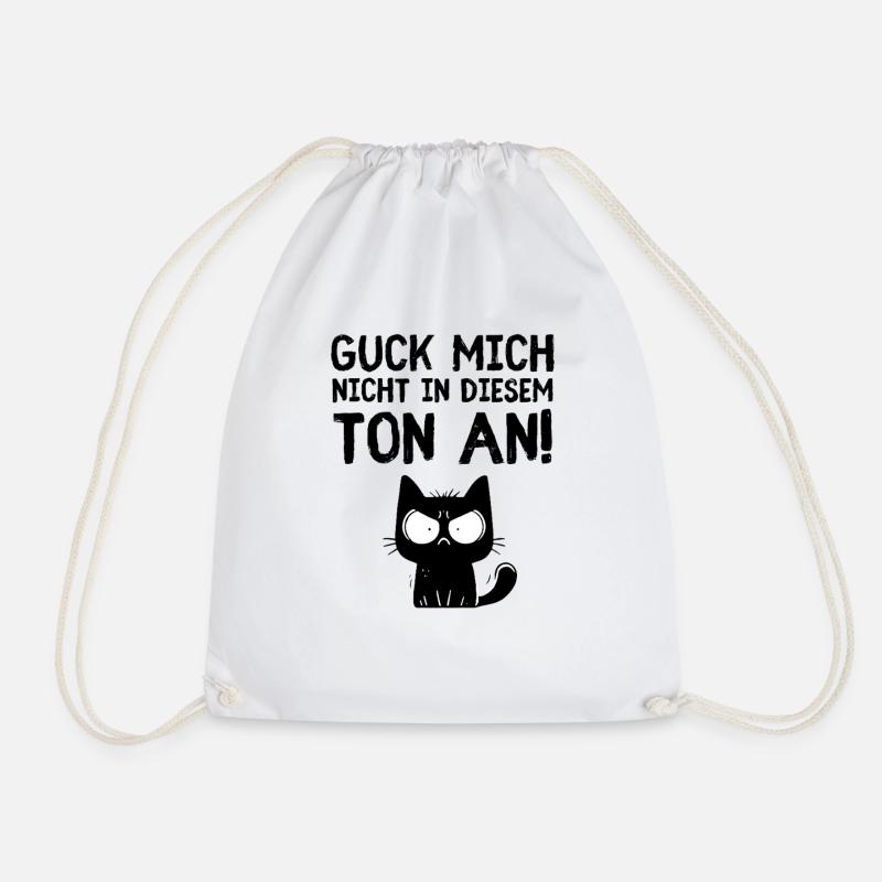 Guck mich nicht so – Zornige Katze Statement - Turnbeutel - Weiß