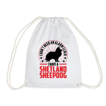 Sheltie is Alarm Shetland Sheepdog - Drawstring Bag - white - Front