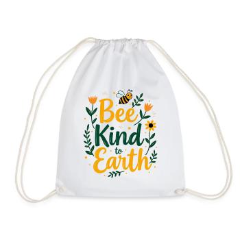 Bee Kind to Earth Bee Nature - Drawstring Bag - white - Front