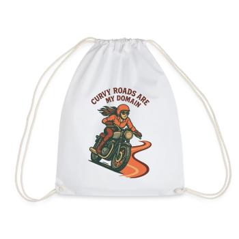 Curvy Roads Are My Domain Motorcycle Biker Retro - Drawstring Bag - white - Front