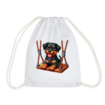 Chiot Rottweiler joyeux sur la balançoire - Sac de sport léger - blanc - Devant