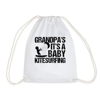 Kitesurfing Baby - Grandpa's Future Kitesurfing - Drawstring Bag - white - Front